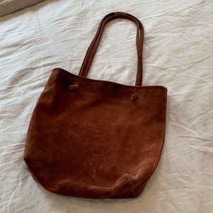 Able Suede Leather Tote Purse Bag w/Knotted Straps (Rust)